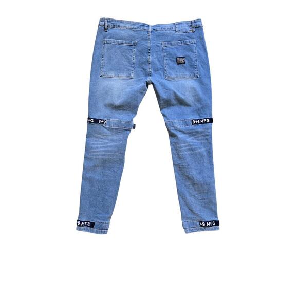 NWT 8&9 MFG Strapped Up Slim Utility Medium Washed Jeans‎ Streetwear Size 42 - Picture 5 of 6